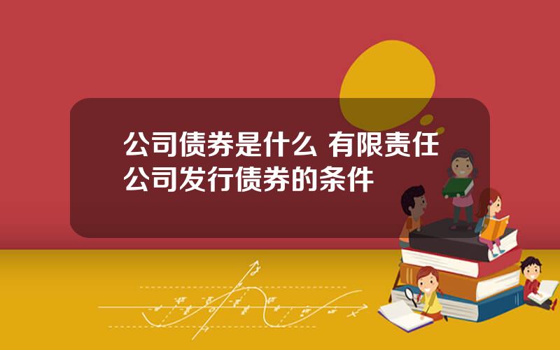 公司债券是什么 有限责任公司发行债券的条件